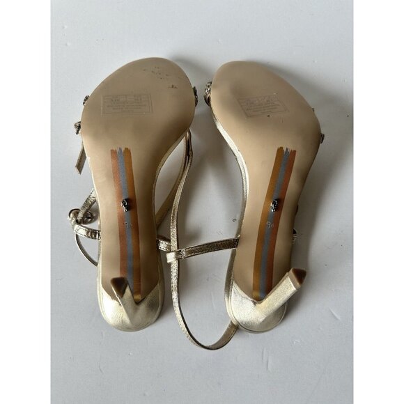 Sam Edelman Daisie Sandals Heels Molten Gold Metallic Leather - Picture 5 of 5